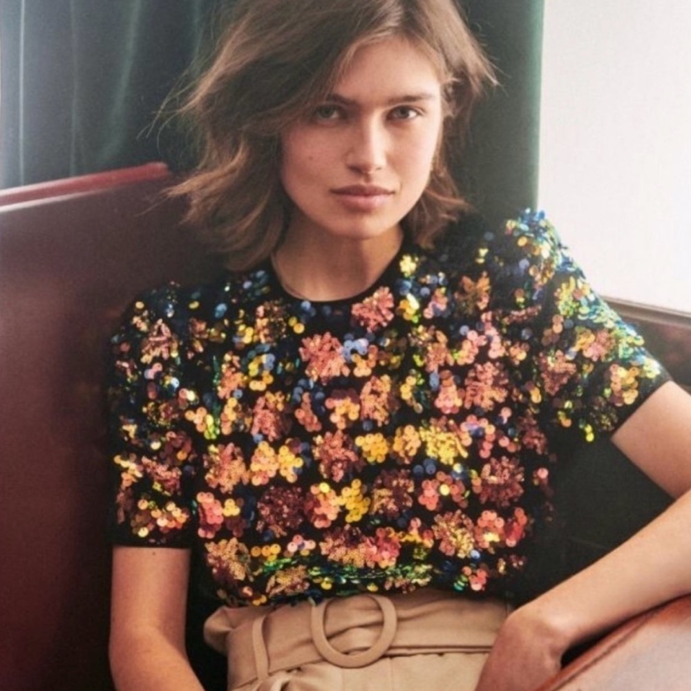 Sezane Multicolor Sequin Blouse